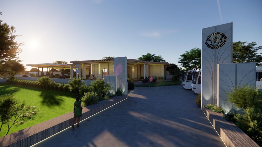 Front approach and entrance of the Thrive Nest Convenzia convention hall in Kongarakalan
