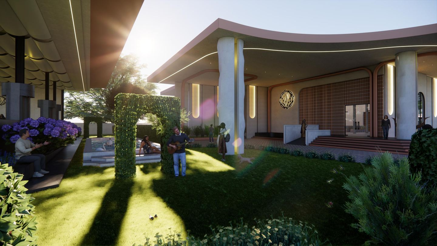 Open garden at Thrive Nest Convenzia event venue in Kongarakalan, Hyderabad, set for an outdoor celebration
