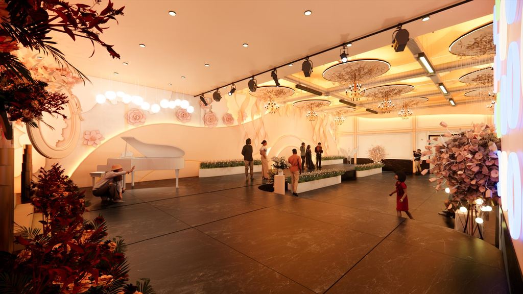 Thrive Nest Convenzia hall interior in Kongarakalan arranged for a wedding celebration