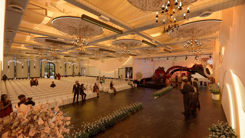 Spacious indoor seating area of the Thrive Nest Convenzia convention hall in Hyderabad